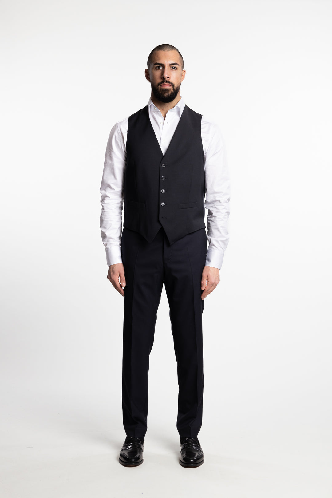 Carlo Slim Fit Wool Waistcoat Dark Navy