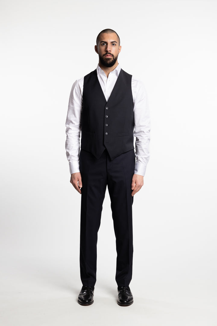 Carlo Slim Fit Wool Waistcoat Dark Navy