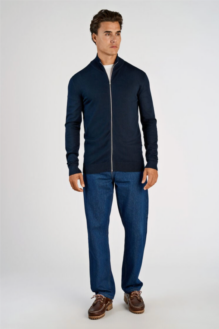 Ecovero Zip Cardigan Navy