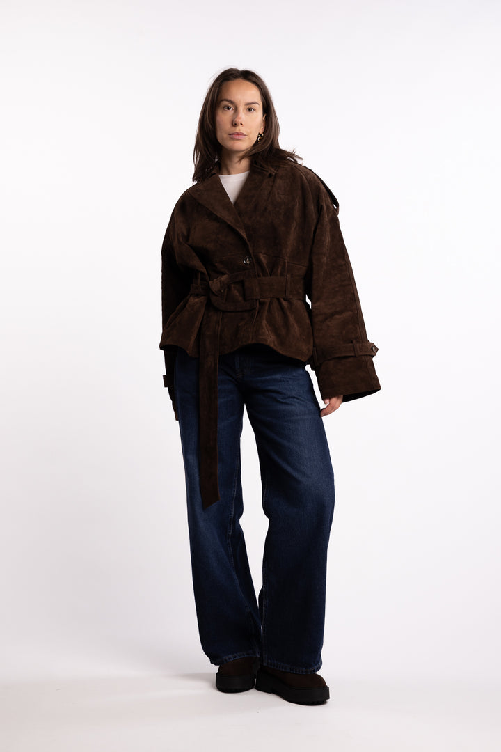 York Cropped Trench- Dark brown
