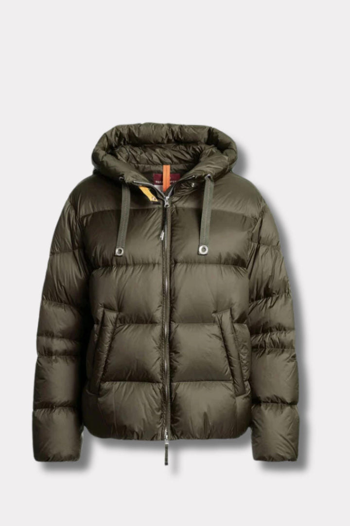 Tilly Hooded Down Jacket - Olive Grey