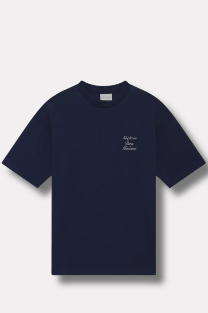 Le T-shirt Slogan Calligraphy Navy