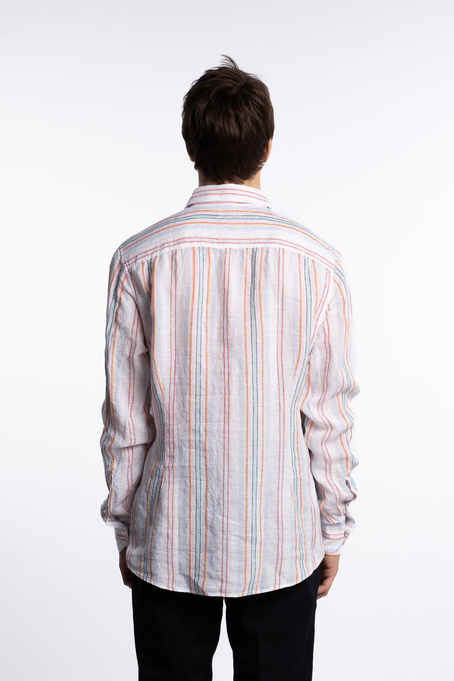 Slimline Linen Shirt Multi Stripe