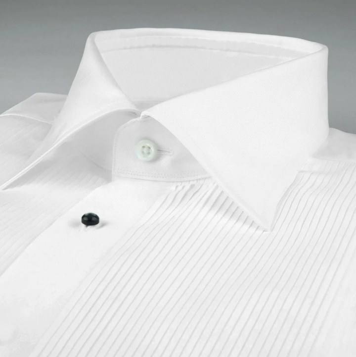 Slimline Pleated Smoking Shirt White