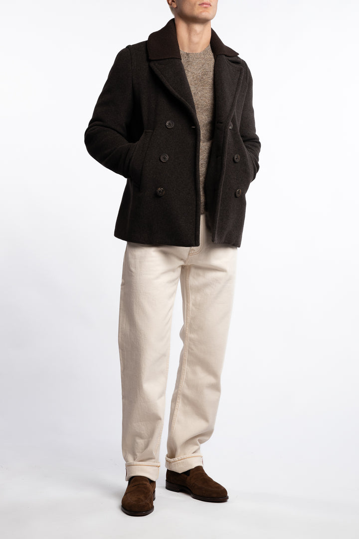 Wool Peacoat Brown Melange
