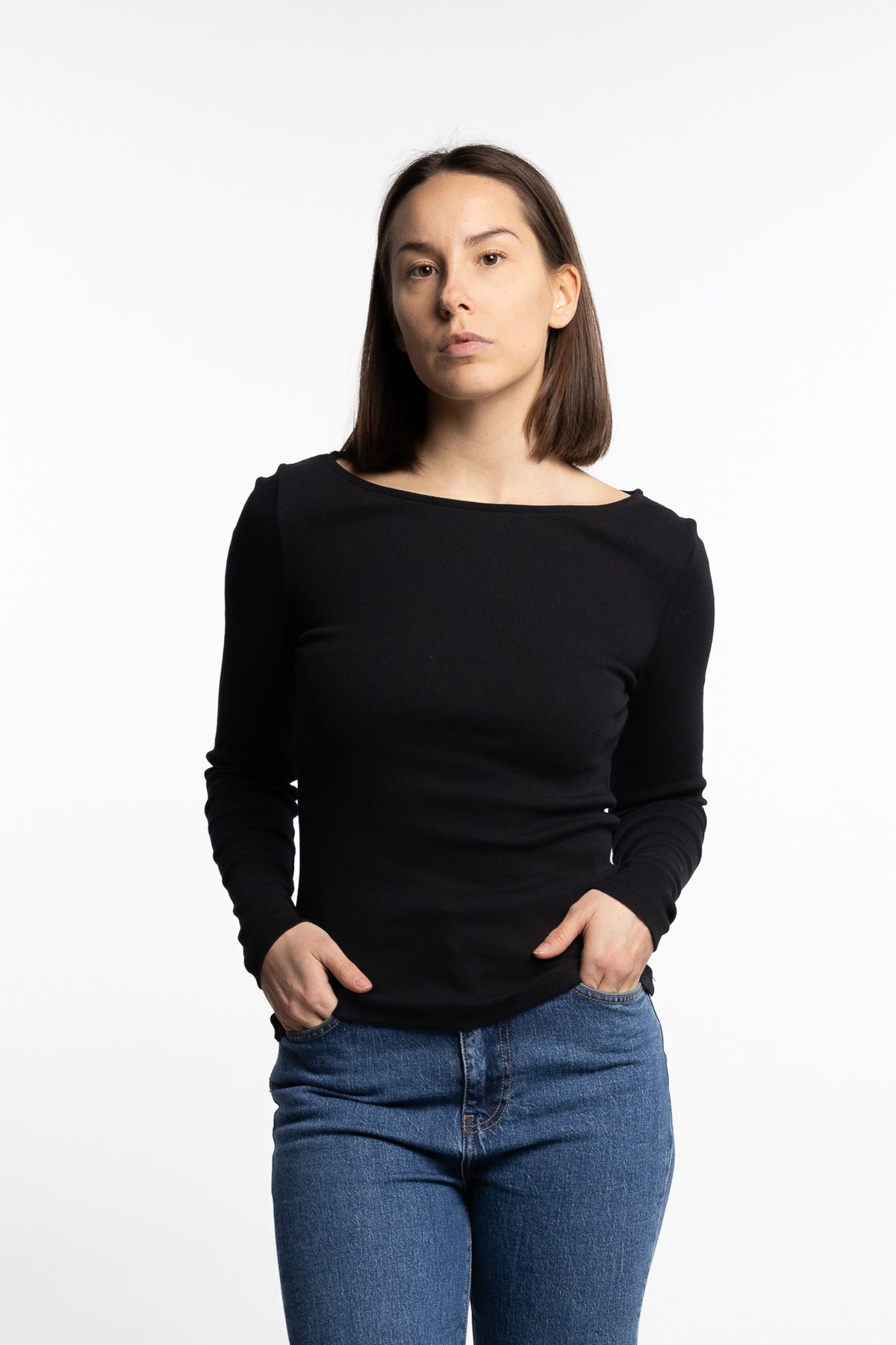 Petronella Rib Boatneck- Black