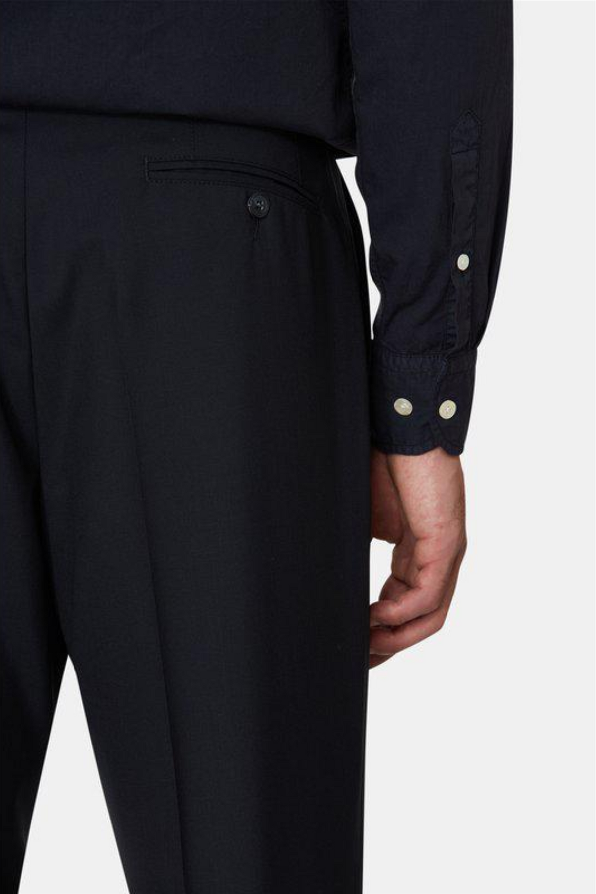 Del S Straight Fit Wool Trousers Navy