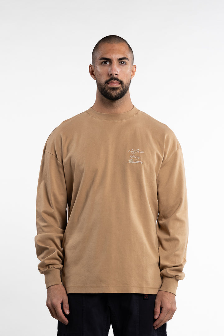 Long Sleeve T-shirt Slogan ML Beige