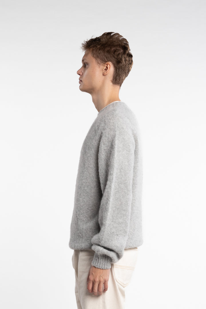 Brushed Shetland Crew Neck Jumper Silver Grey