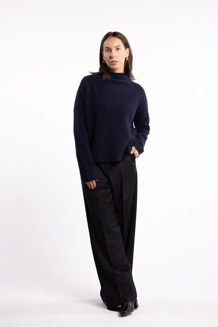 Mika Yak Funnelneck Sweater- Navy