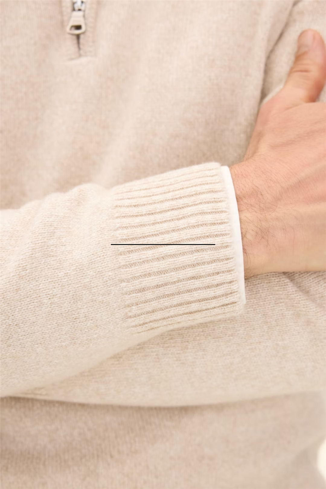 Paul Regular Fit Half Zip Beige