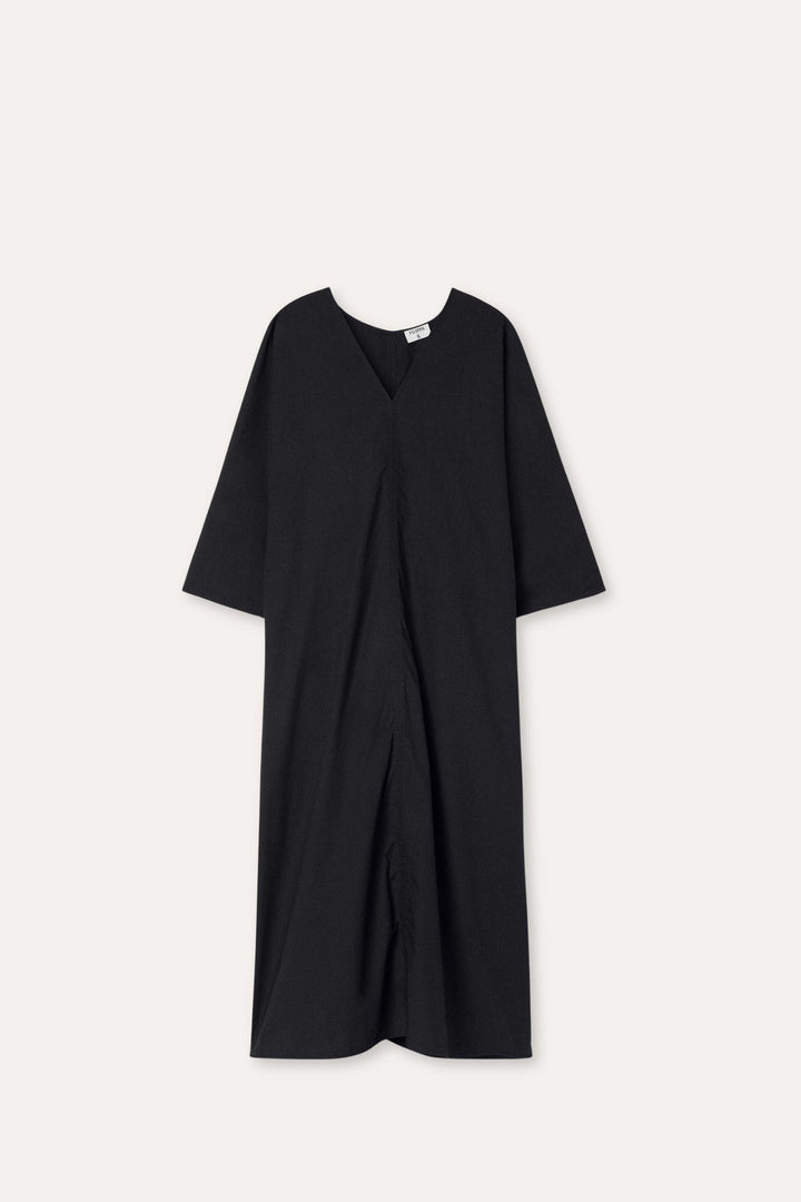 V-Neck Cotton Kaftan- Black