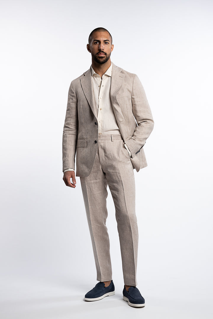 Ferry Regular Fit Soft Linen Blazer Trench Beige