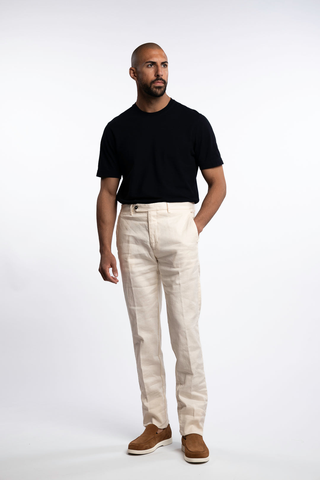 Vulcano Cotton/Linen Chinos Ecru