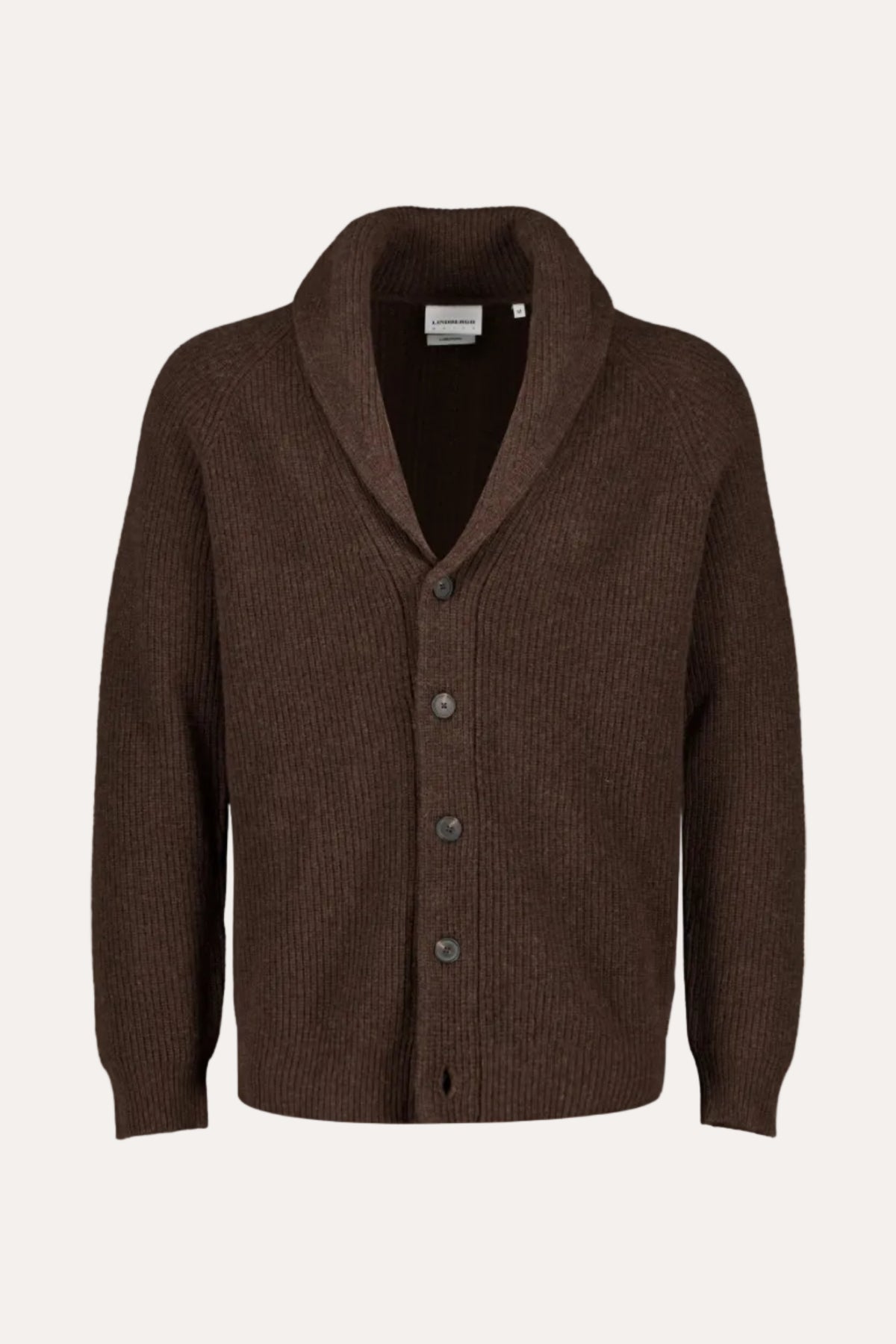 Lambswool Shawlcollar Cardigan Dk Brown Mel - packshot forfra