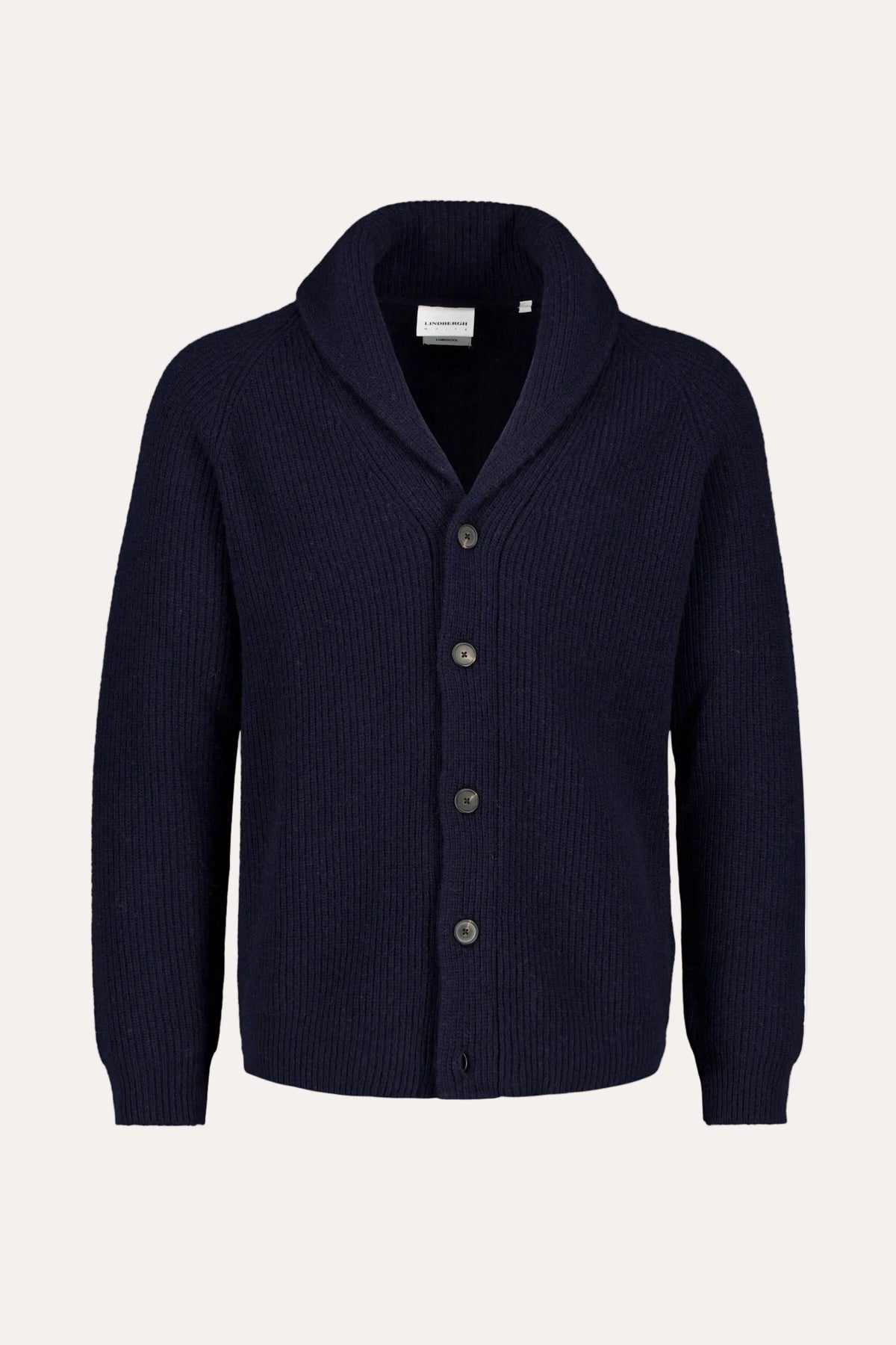 Lambswool Shawlcollar Cardigan Navy - packshot forfra
