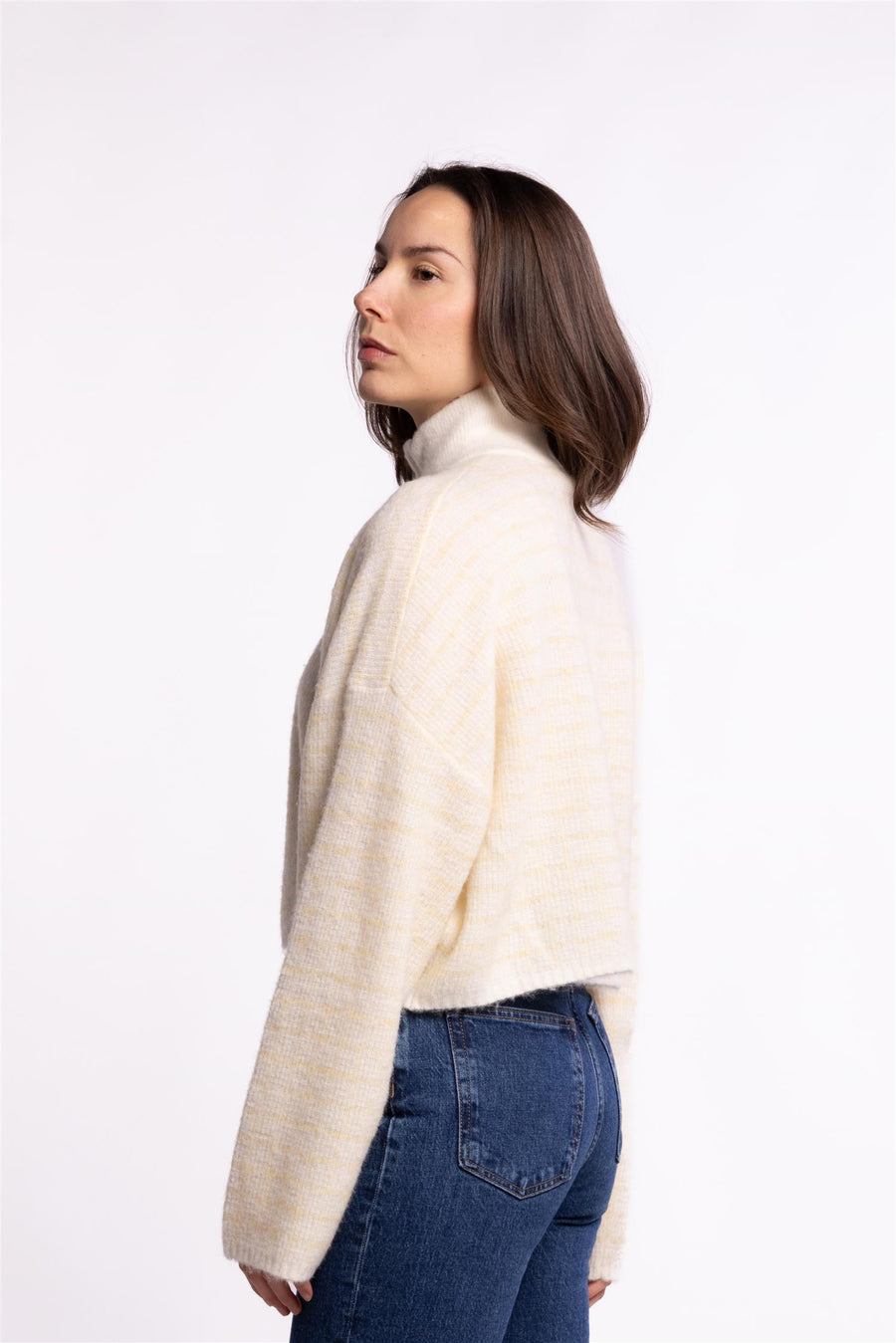 Tine Waflle Check Cardigan- Lt Yellow Mix
