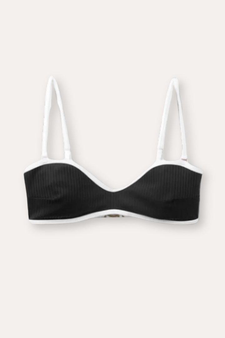 Ribbed Bikini Top- Black