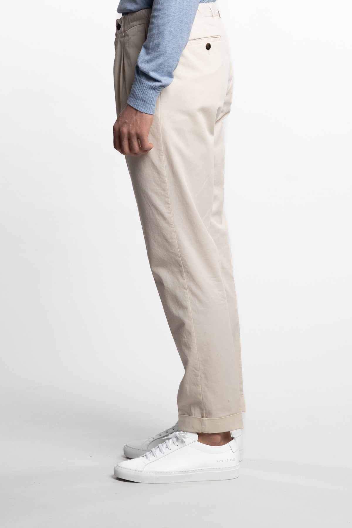 Capri Pleated Cotton/Linen Pant Beige