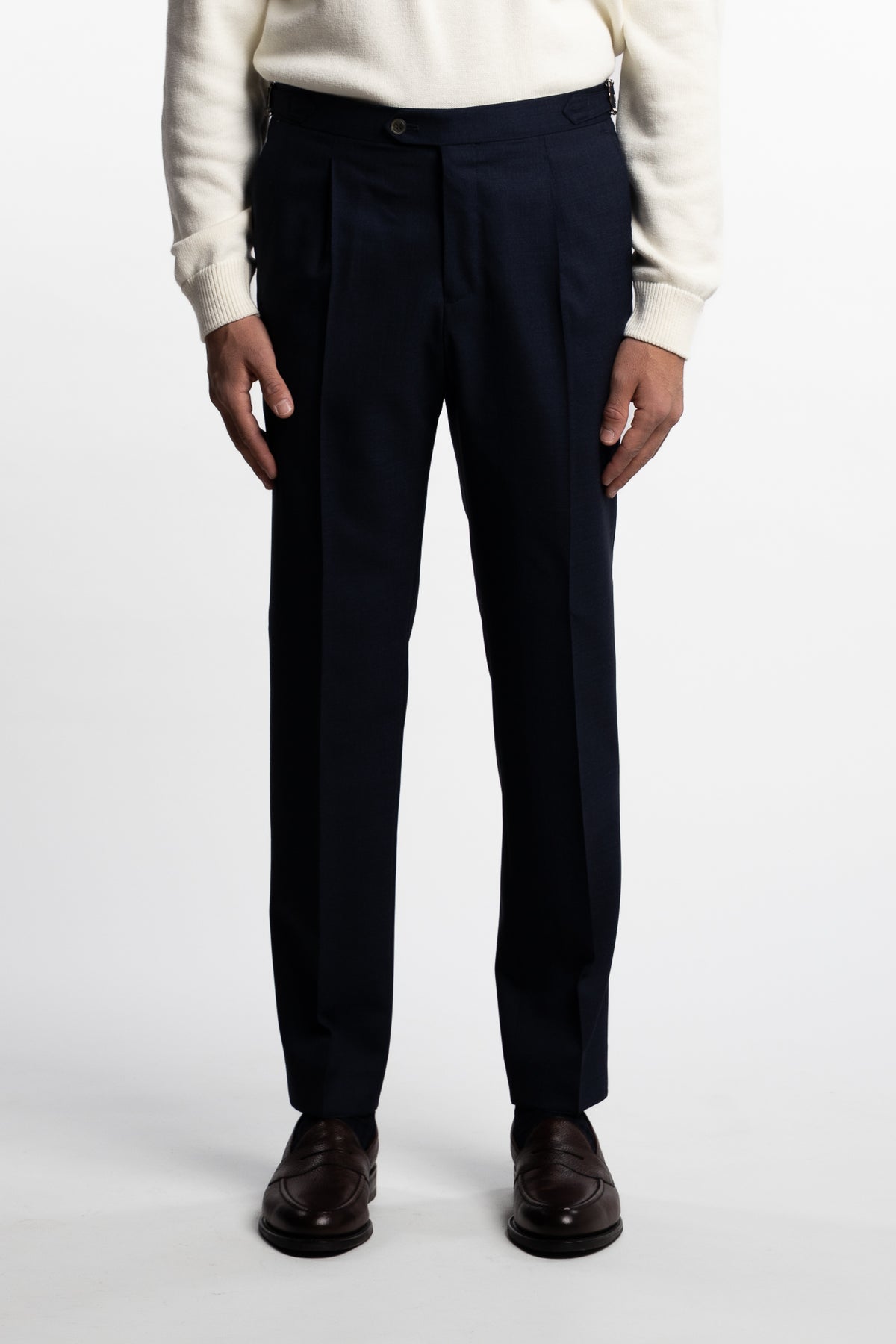 Prato Pleated Wool Trouser Navy