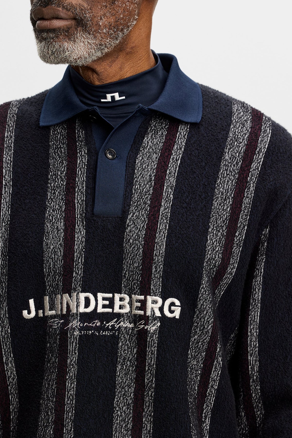 Bergman Jacquard Oversize Polo Garrett Polo Stripe Navy