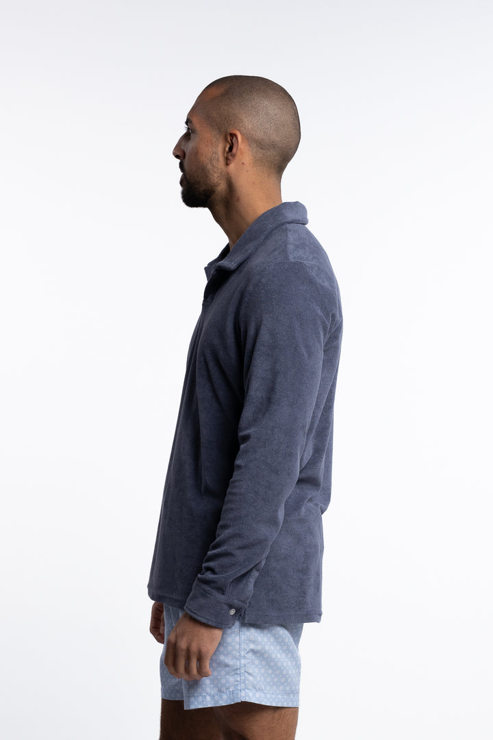 Riviera Terry Polo Long Sleeve Smokey Blue
