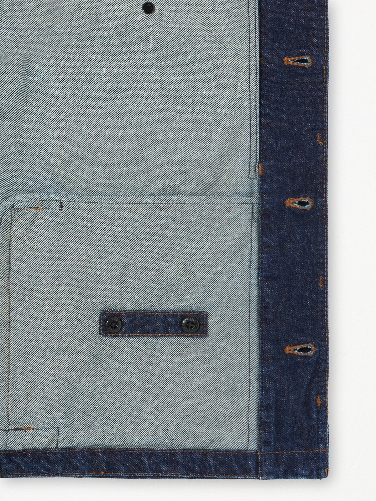 4100006 Indigo Denim Rinsed Biker Jacket - detalj knapping