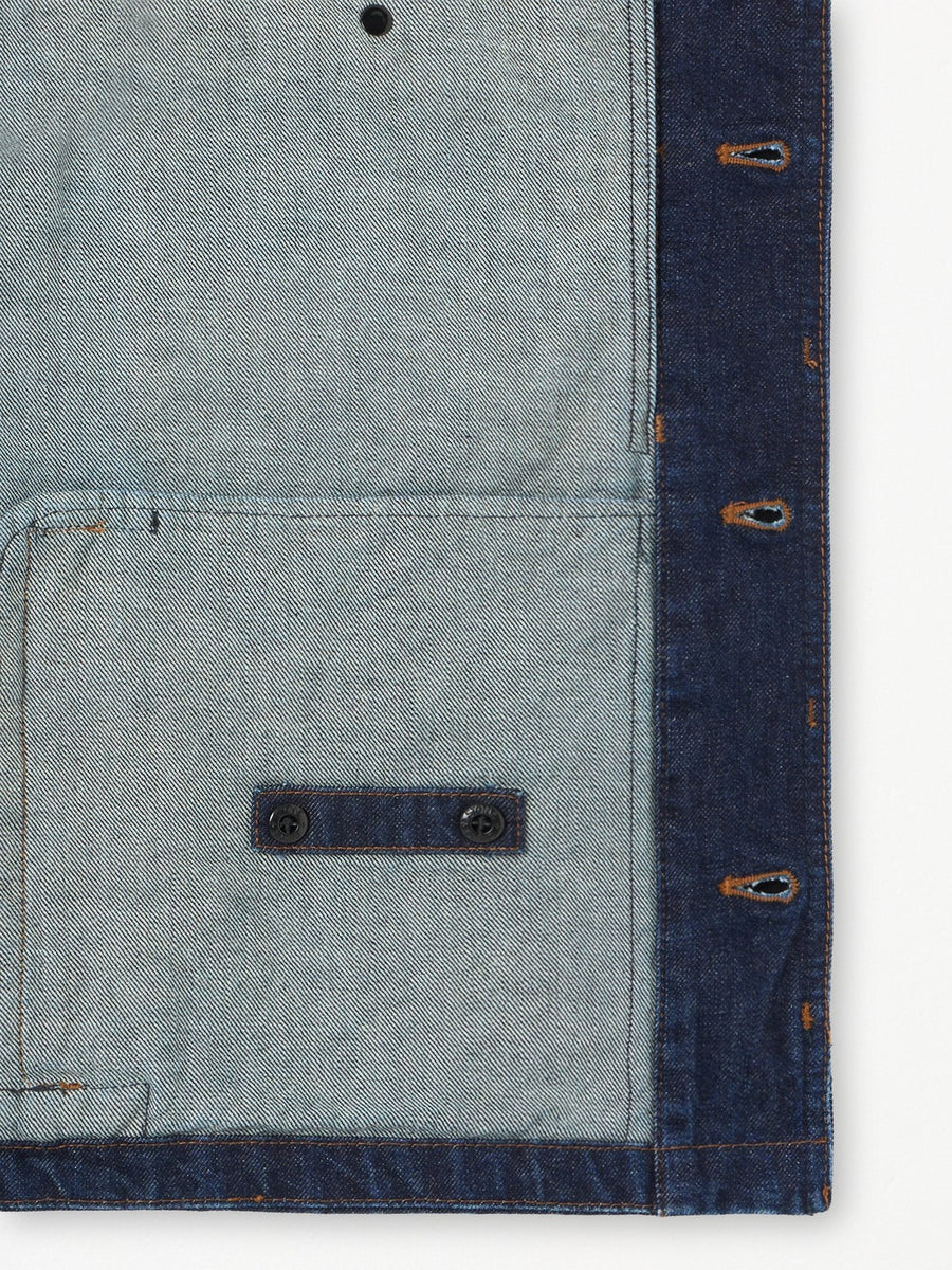 4100006 Indigo Denim Rinsed Biker Jacket - detalj knapping