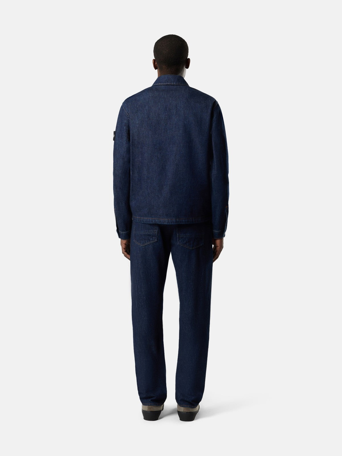 4100006 Indigo Denim Rinsed Biker Jacket - packshot bakfra