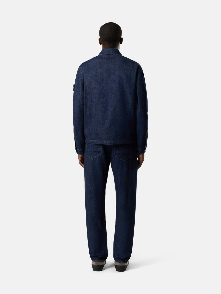 4100006 Indigo Denim Rinsed Biker Jacket - packshot bakfra