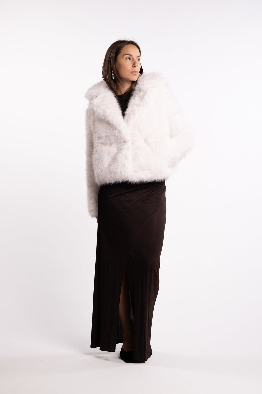 Sofia Fake Fur Jacket- White