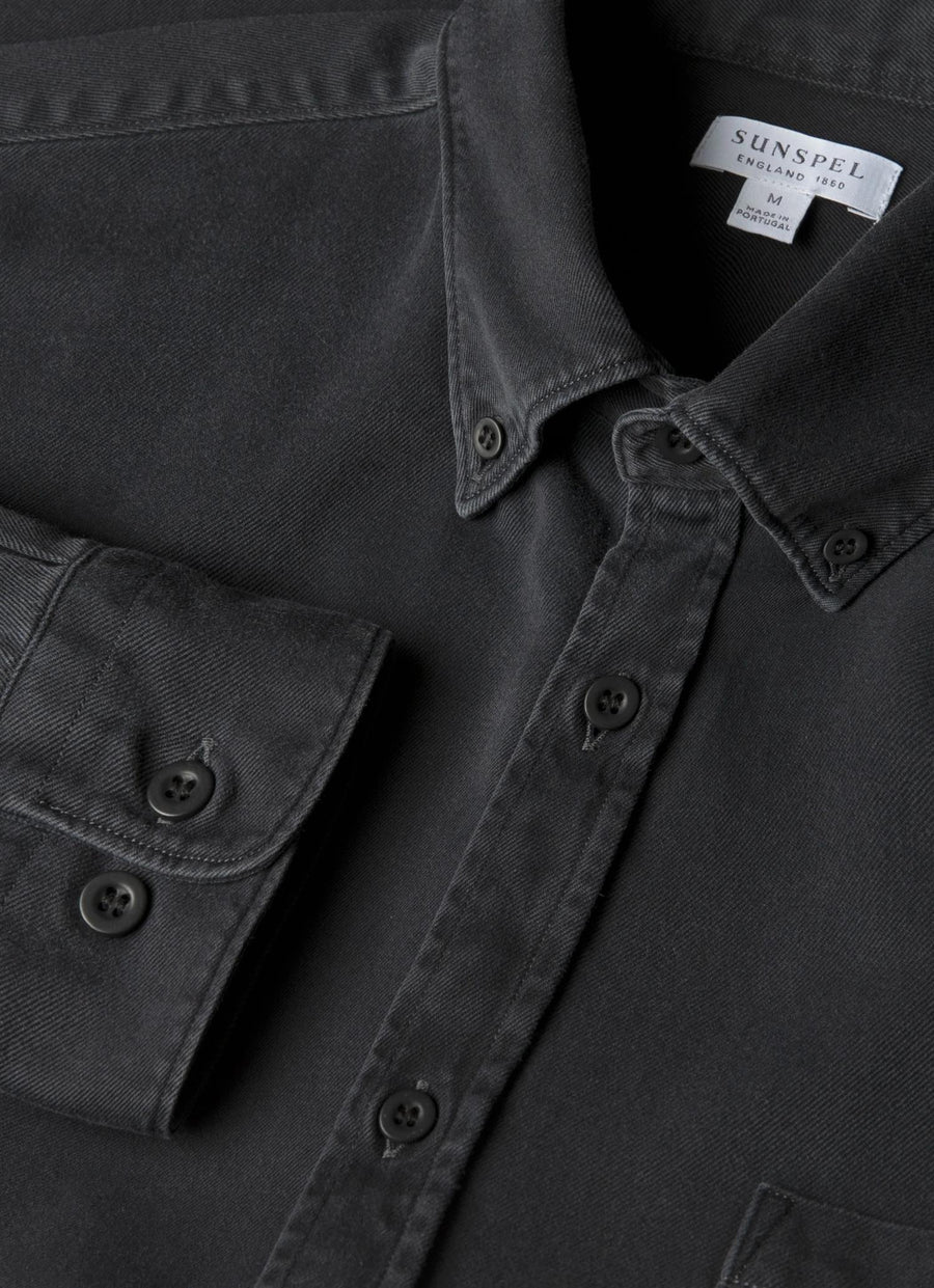 Button Down Twill Shirt Black