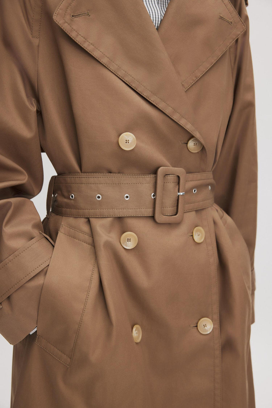 Cotton Trench Coat Taupe Beige
