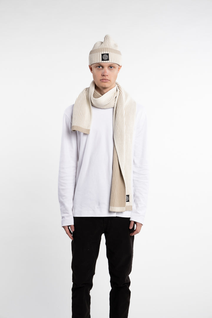 Vanisé Full Rib RWS Wool Scarf Natural White