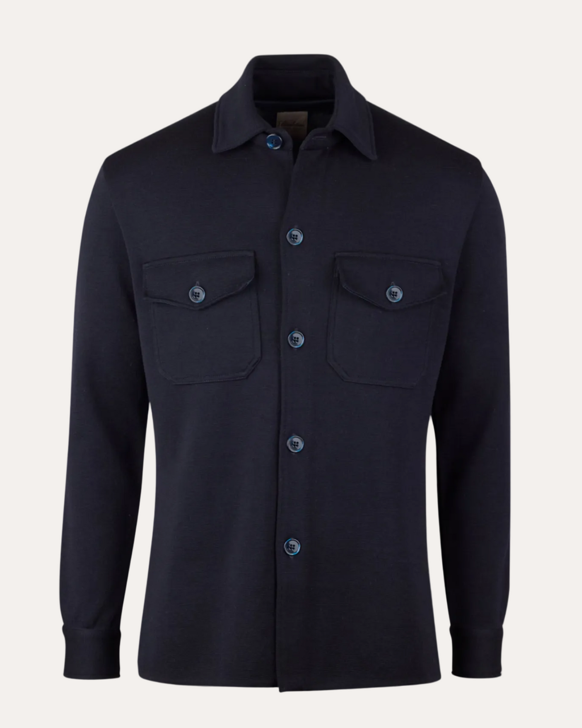 Knitted Merino Wool Overshirt Navy
