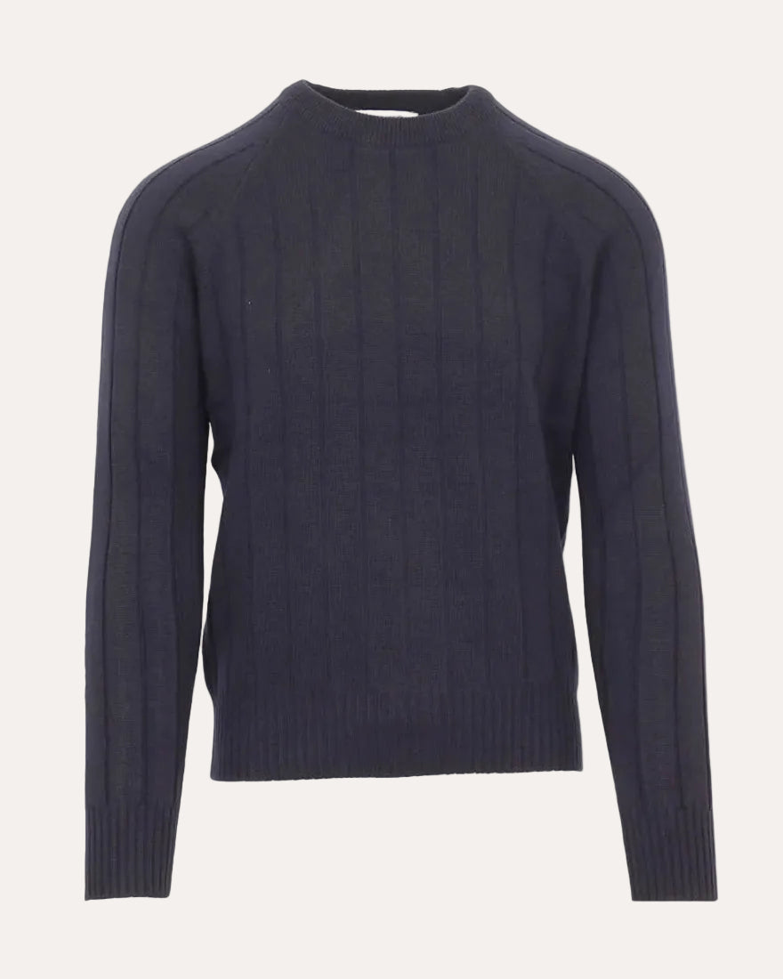 Ribbed Virgin Wool/Cashmere Sweater Navy