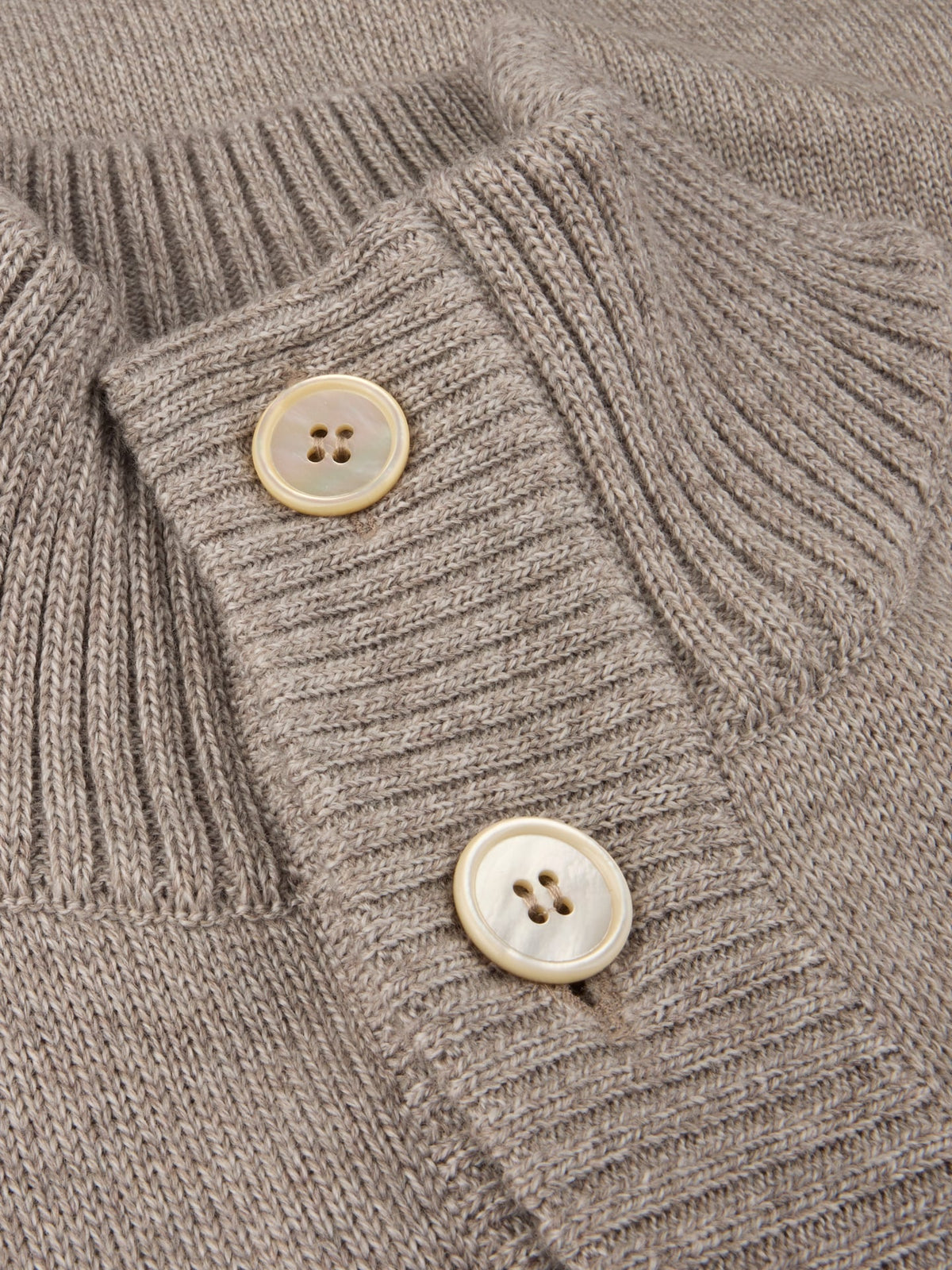 Cardigan Knitted W Pockets Chunky Merino Wool Beige