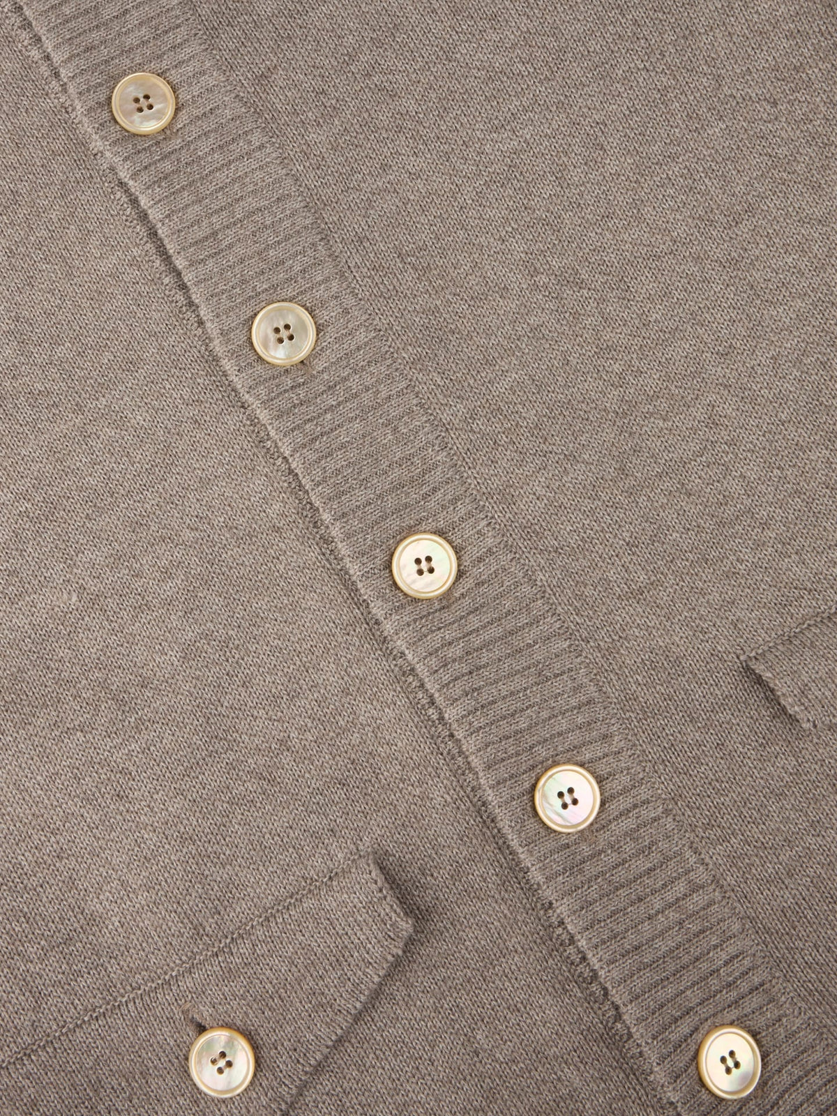 Cardigan Knitted W Pockets Chunky Merino Wool Beige