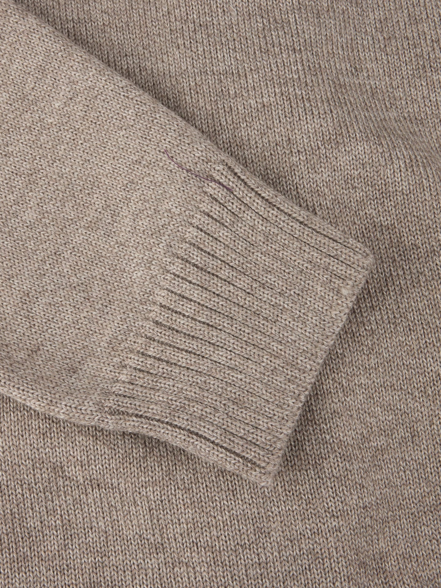Cardigan Knitted W Pockets Chunky Merino Wool Beige