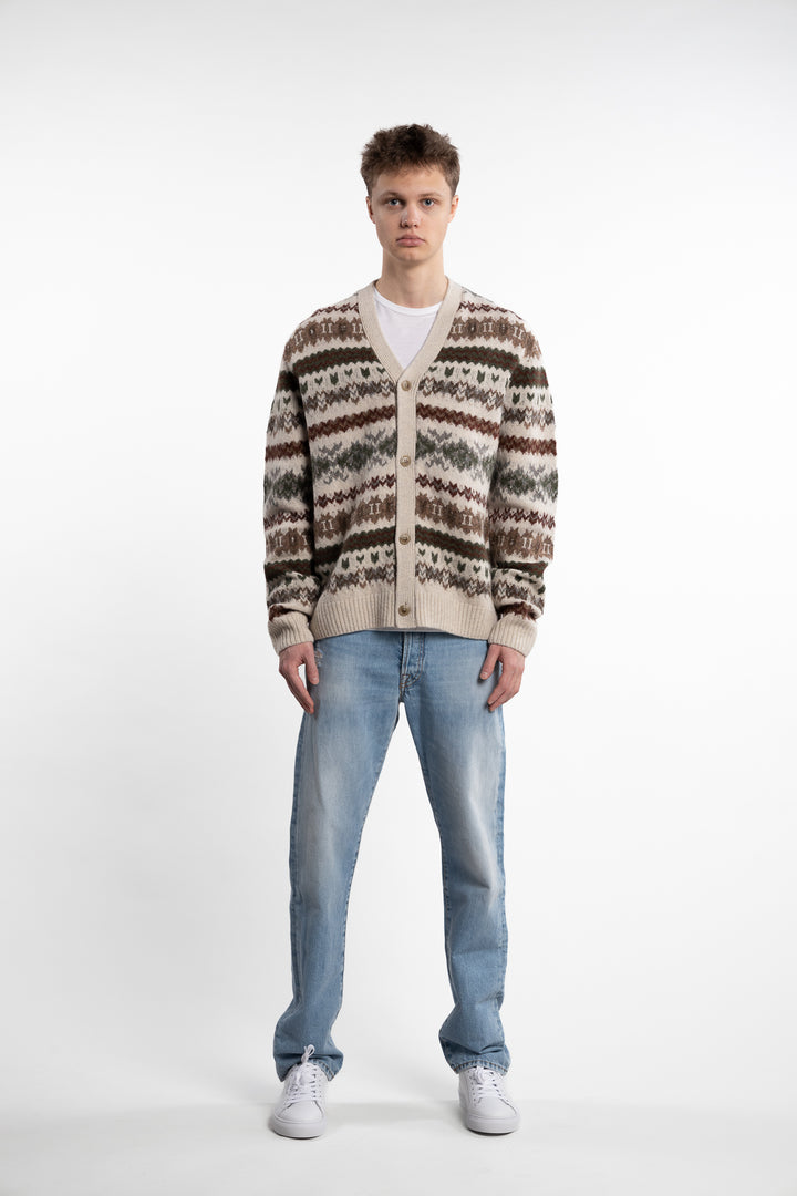 Hordur Fair Isle Cardigan Light Desert Sand