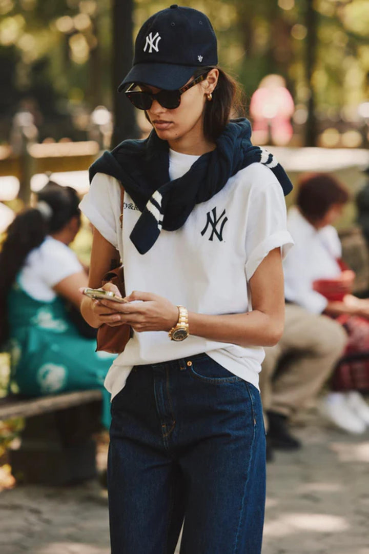 Yankees Serif Wool Hat - Navy White