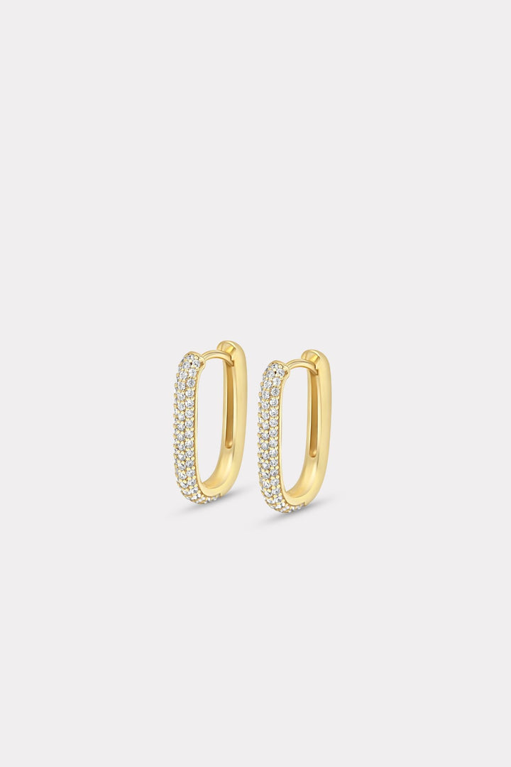 Petite Diamond Edge Hoops Gold