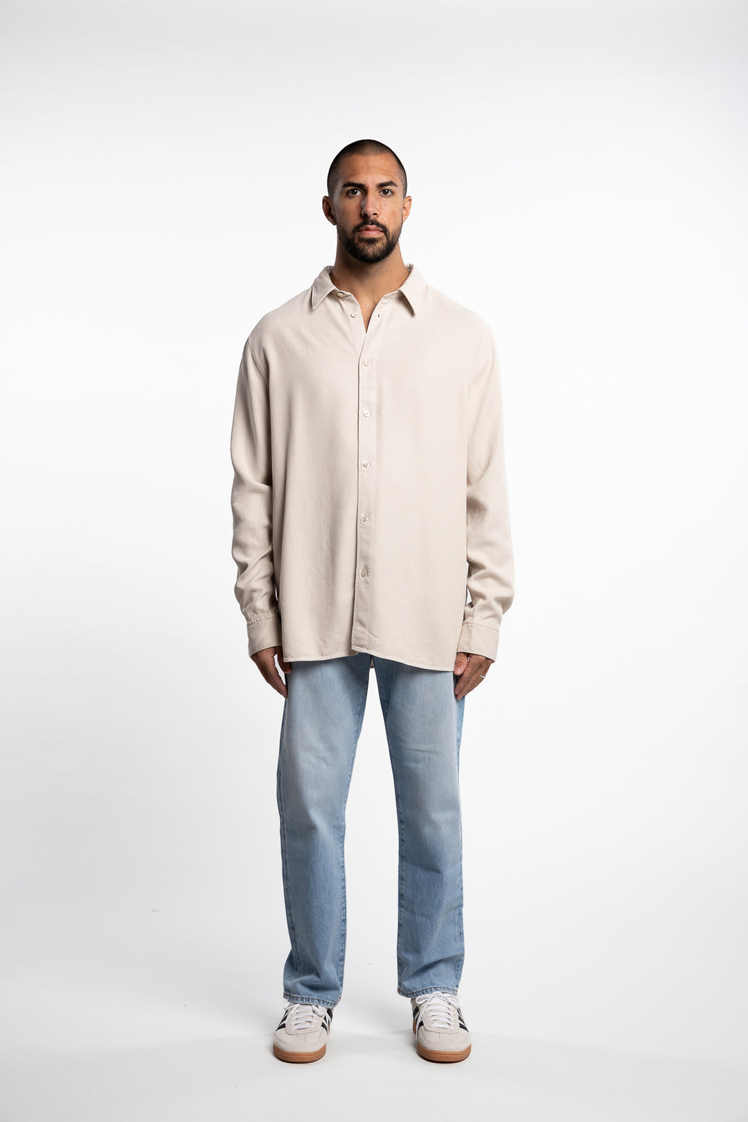 Reg LS Struct Gmd Tencel Shirt Moonbeam