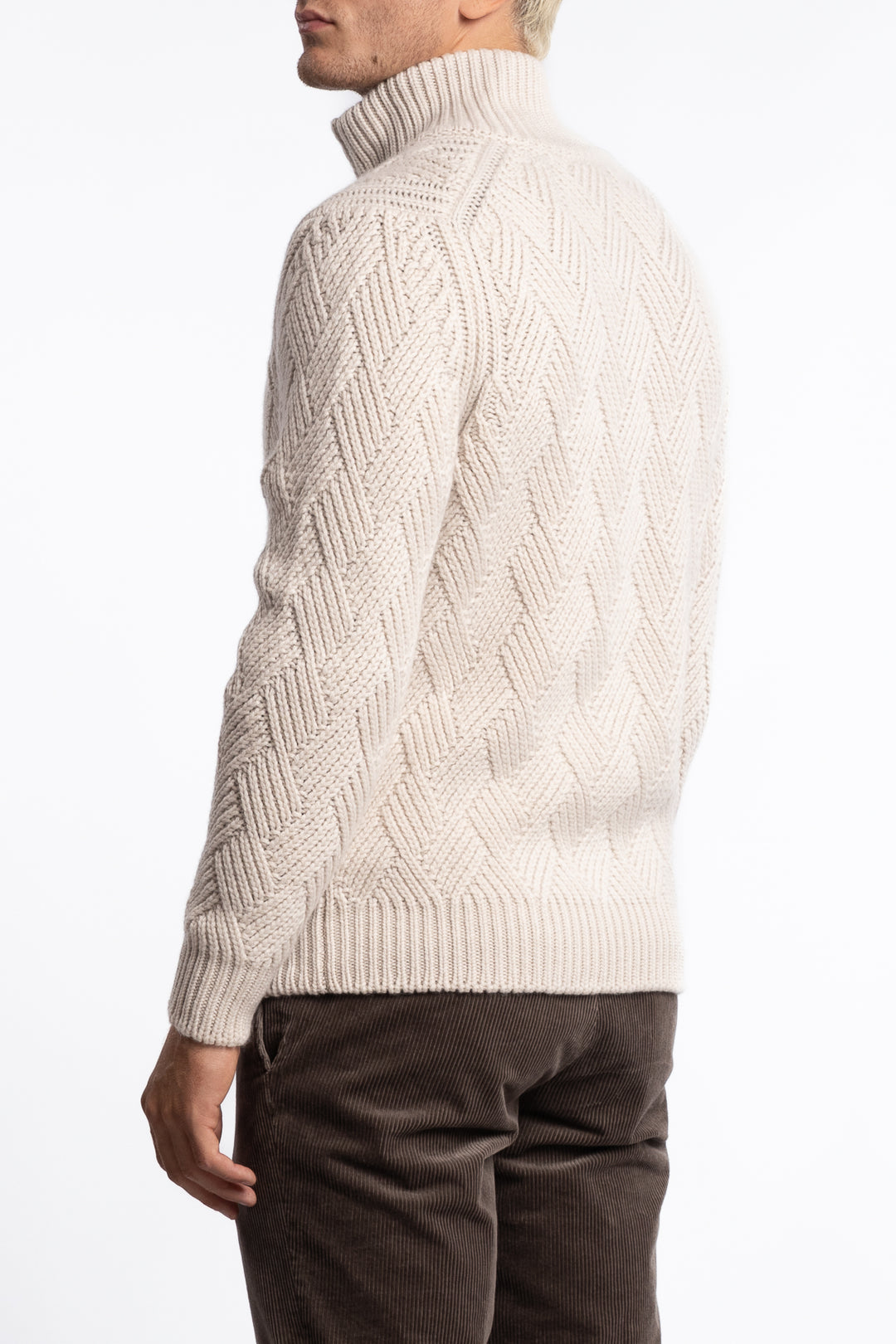 Cashmere Full-zip Jacket Beige