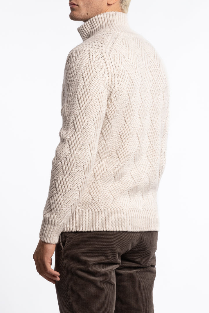 Cashmere Full-zip Jacket Beige