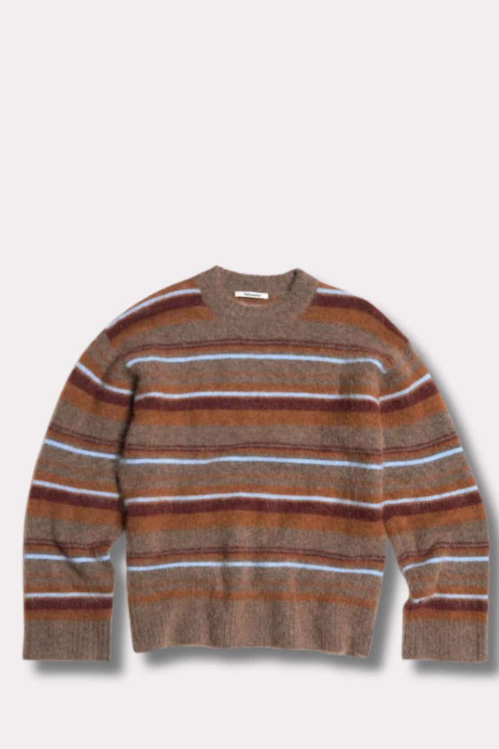 Fluffy Stripe Crew - Brown Stripe