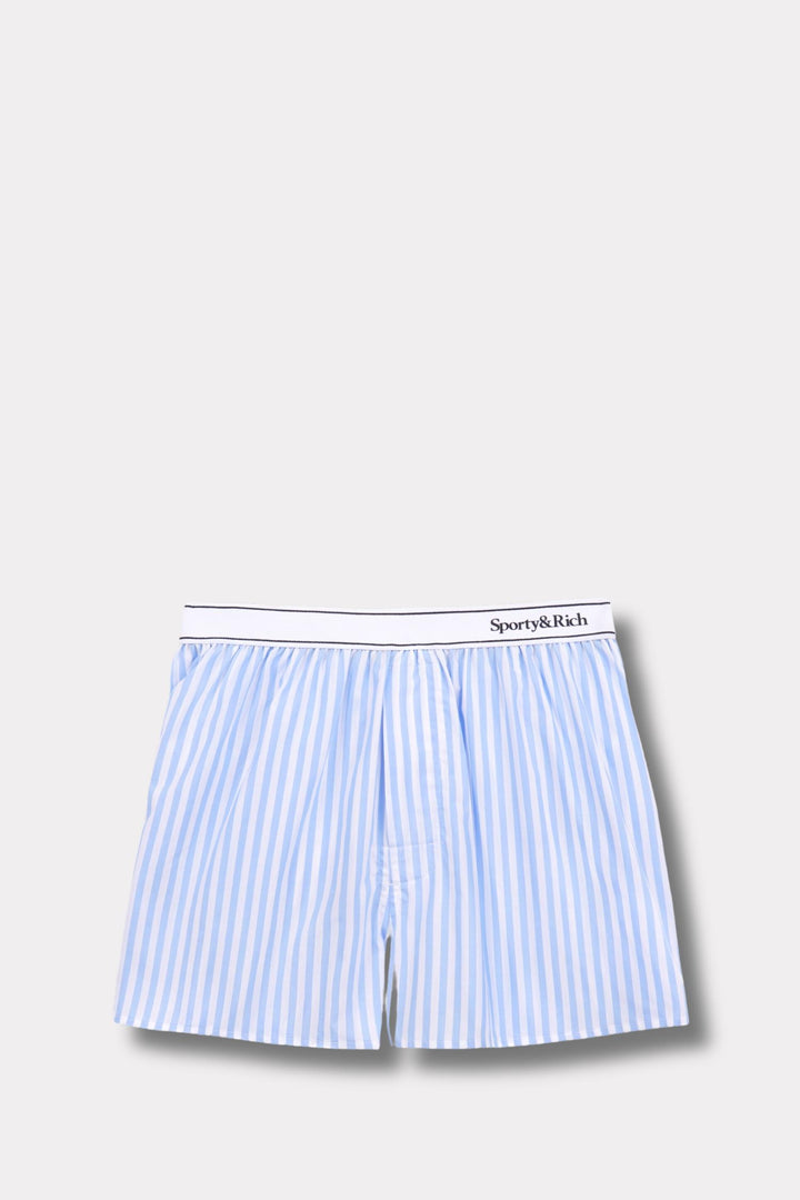 Serif Logo Boxer Shorts White/Sky Blue Large Stripe