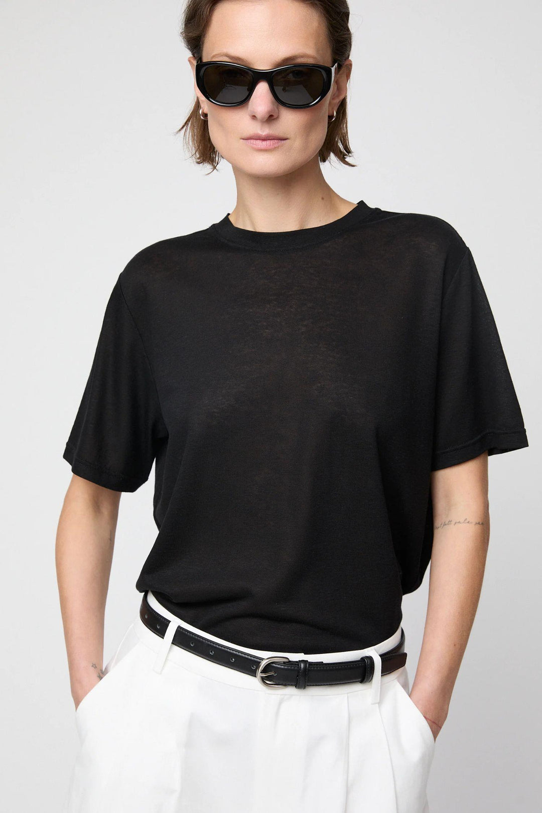 Tencel Linen Weekend Tee- Jet Black