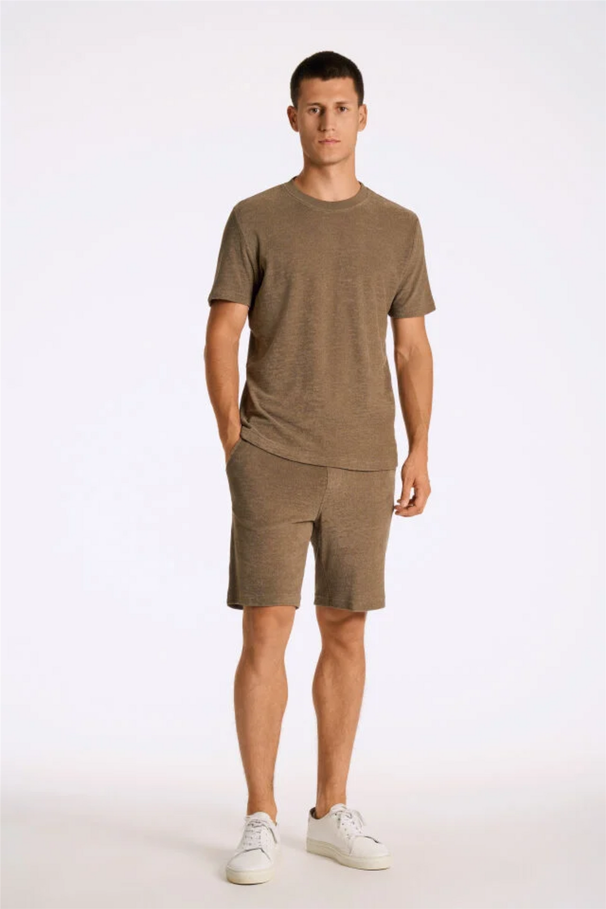 Towel Shorts W. Elastic Waist Dk Stone