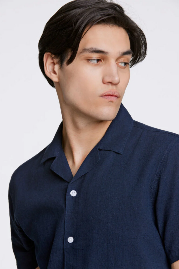 Casual Linen Blend Resort S/S Navy